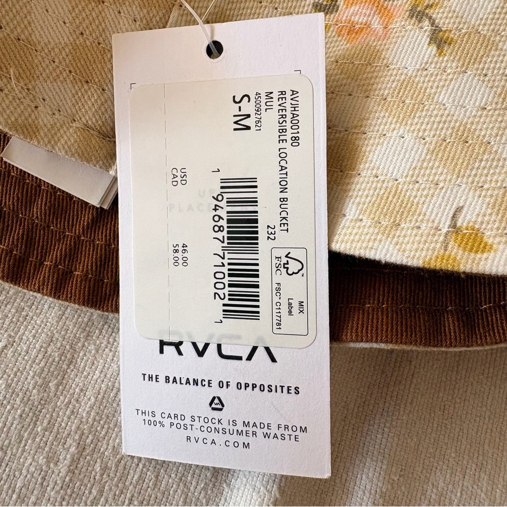 RVCA Reversible Floral Gingham Bucket Hat - Yellow - Picture 3 of 5